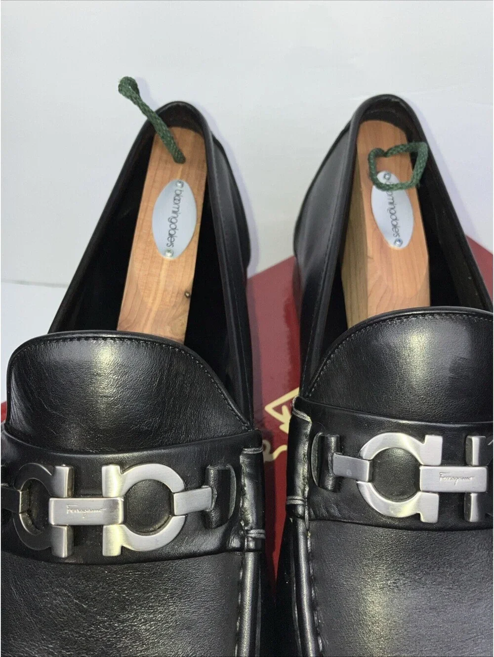 Salvatore Ferragamo Mens SONIC Black Shoes Gancini Silver Bit Loafers 12 D CLEAN